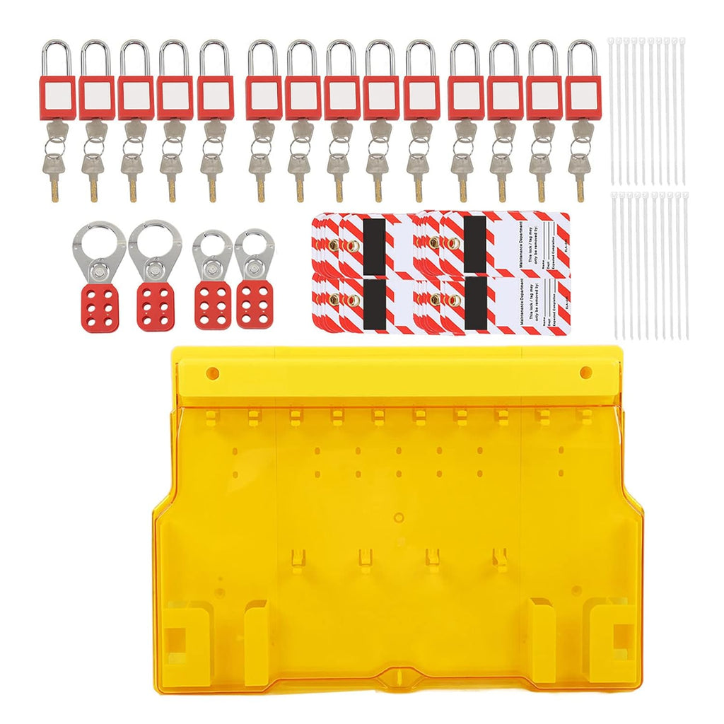 Lockout Tagout Station, Loto Kits, Lock Out Tag Out Kits, Security Lock Set, Including Padlocks Keys Hasps Hangtags Visual Lockout Kit Board, for Factory Warehouse