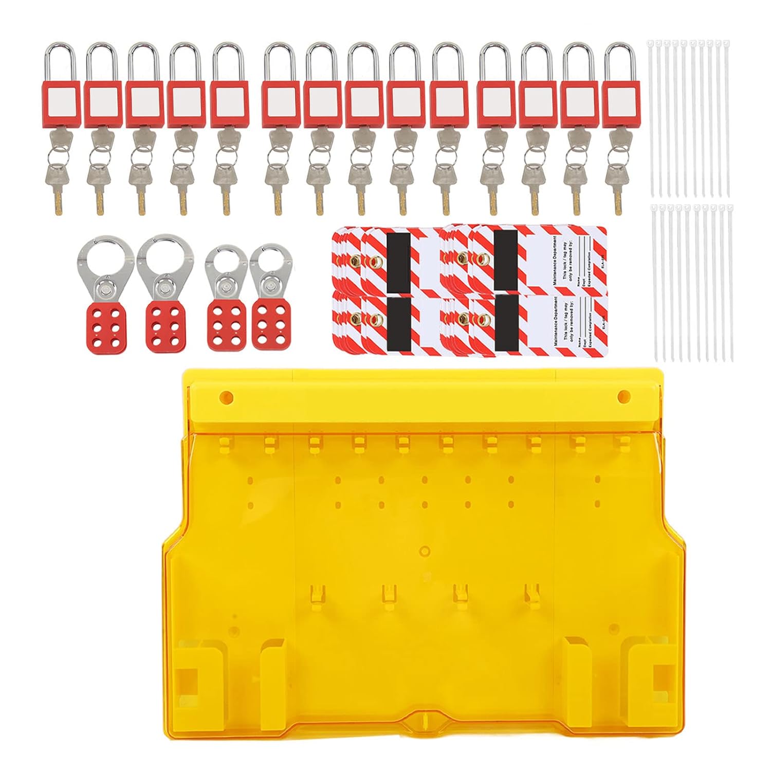 Lockout Tagout Station, Loto Kits, Lock Out Tag Out Kits, Security Lock Set, Including Padlocks Keys Hasps Hangtags Visual Lockout Kit Board, for Factory Warehouse