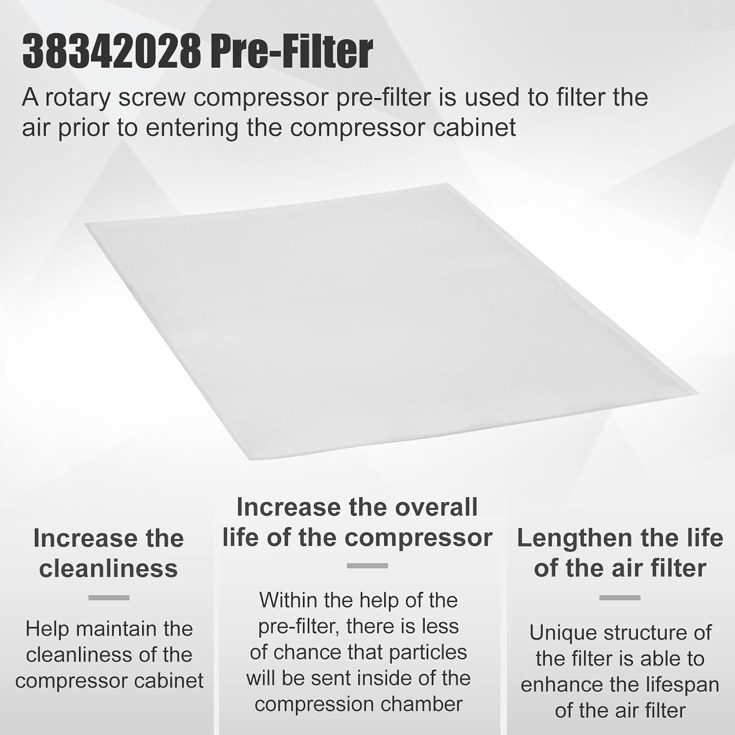 38342028 Panel Filter Pack of 4, 38342028 Rotary Screw Compressor Pre-Filter Compatible with Ingersoll Rand Air Compressor, 38342028 Air Compressor Pre-Filter for UP6 Series Compressors