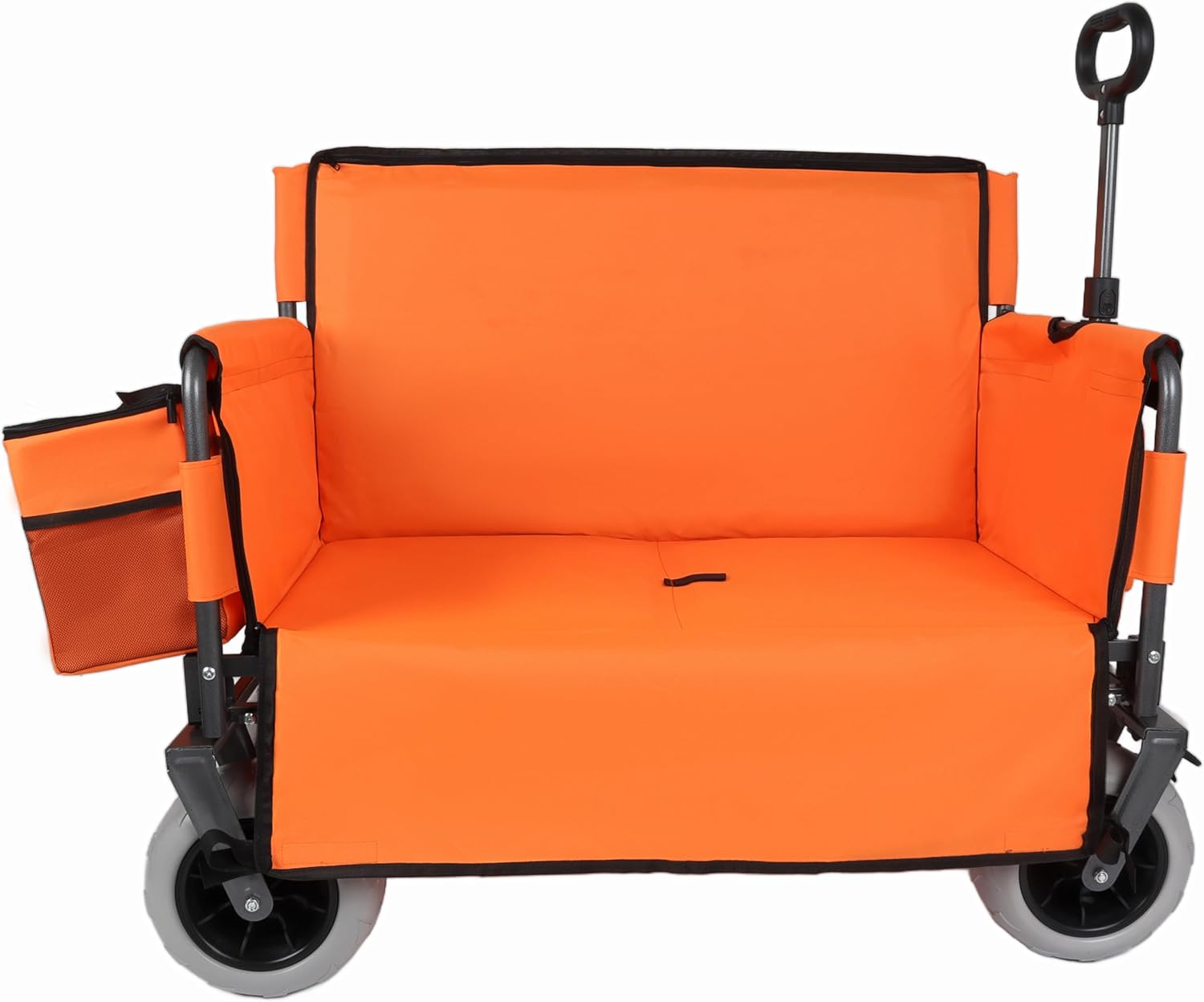 ZeHuoGe 3-in-1 Convertible Folding Wagon Cart with Bench Seat & Storage-Includes 1 ice Pack, 180L Capacity Utility Wagon for Camping, Beach, Sports, Garden (Orange)