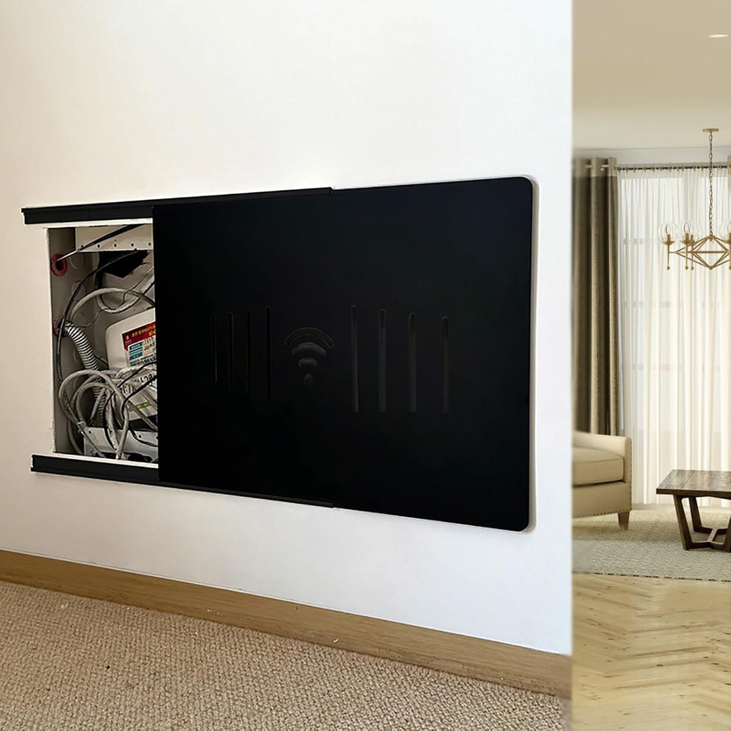 Electrical Panel Cover Circuit Breaker Panel Covers Slide Open, Acrylic Breaker Box Cover with Aluminum Alloy Rails, Single Color Electric Panel Cover for Wall Decor(Black4,50 x 40cm-19.7 x 15.7')