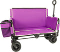 3-in-1 Heavy-Duty Folding Wagon Cart with All-Terrain Wheels, 500lbs Capacity, Bench Seat & Storage – Perfect for Camping, Beach, Sports, and Outdoor Events (Purple)