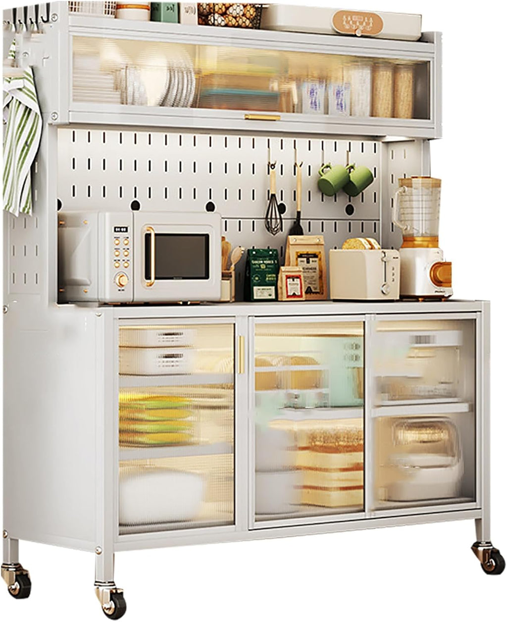 Bakers Rack Kitchen Storage 5 Tier Pantry Storage Cabinet, Free Standing Microwave Stand Metal Shelves, Baker's Rack for Kitchen, Dining Room, Living Room (Size : 103cm/40in)