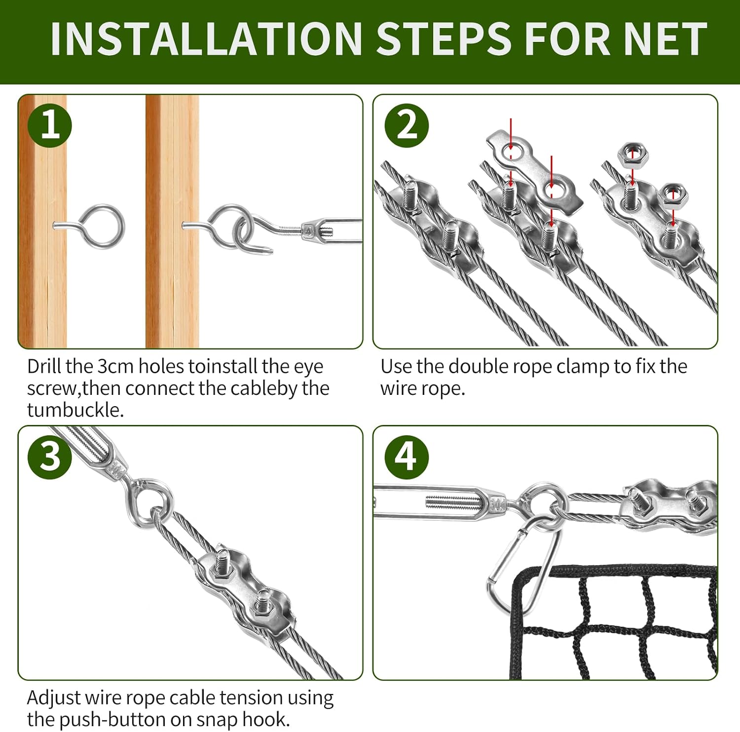 NQB Golf Practice Net with Steel Hanging Kit & Nylon Rope, 10x30FT Hitting Net for Golf, Baseball, Hockey, Soccer, LAX and More Sports Net for Backyard Driving or Indoor Garage