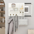 Electric Meter Box Cover Decorative with Shelves & Hooks, Hidden Circuit Breaker Panel, Wooden Decor Cover for Living Room Bedroom Office(White 1,55 * 45cm/21.6 * 17.7in)