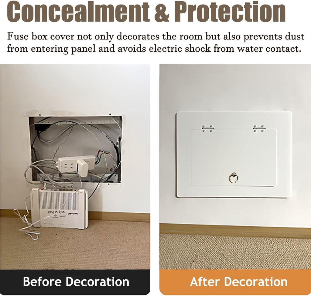 Electrical Panel Cover Self-Adhesive Acrylic Breaker Box Cover, Electrical Panel Cover with Pull Ring Handle, Wall-Mounted Circuit Breaker Panel for Home/Office(Gray,35 x 25cm-13.8 x 9.8)