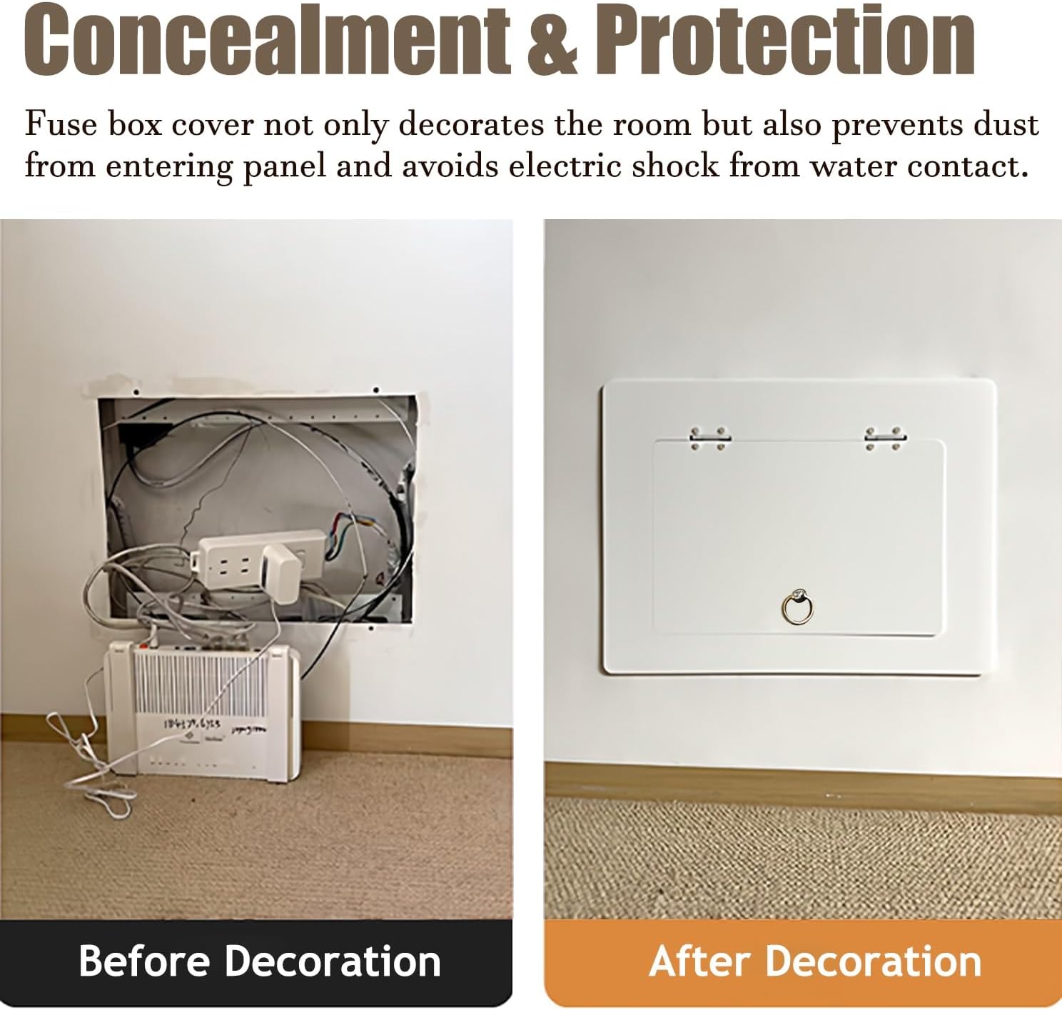Electrical Panel Cover Self-Adhesive Acrylic Breaker Box Cover, Electrical Panel Cover with Pull Ring Handle, Wall-Mounted Circuit Breaker Panel for Home/Office(Gray,35 x 25cm-13.8 x 9.8)