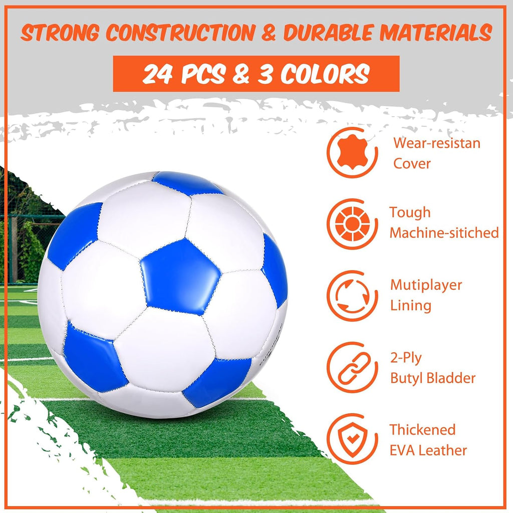 Jenaai 24 Pcs Deflated Soccer Balls with Pump Bulk Official Size Soccer Ball for Teen Adult Kid Indoor Outdoor Outside Sport Training Party Gift Christian Charity Donation Youth Gift