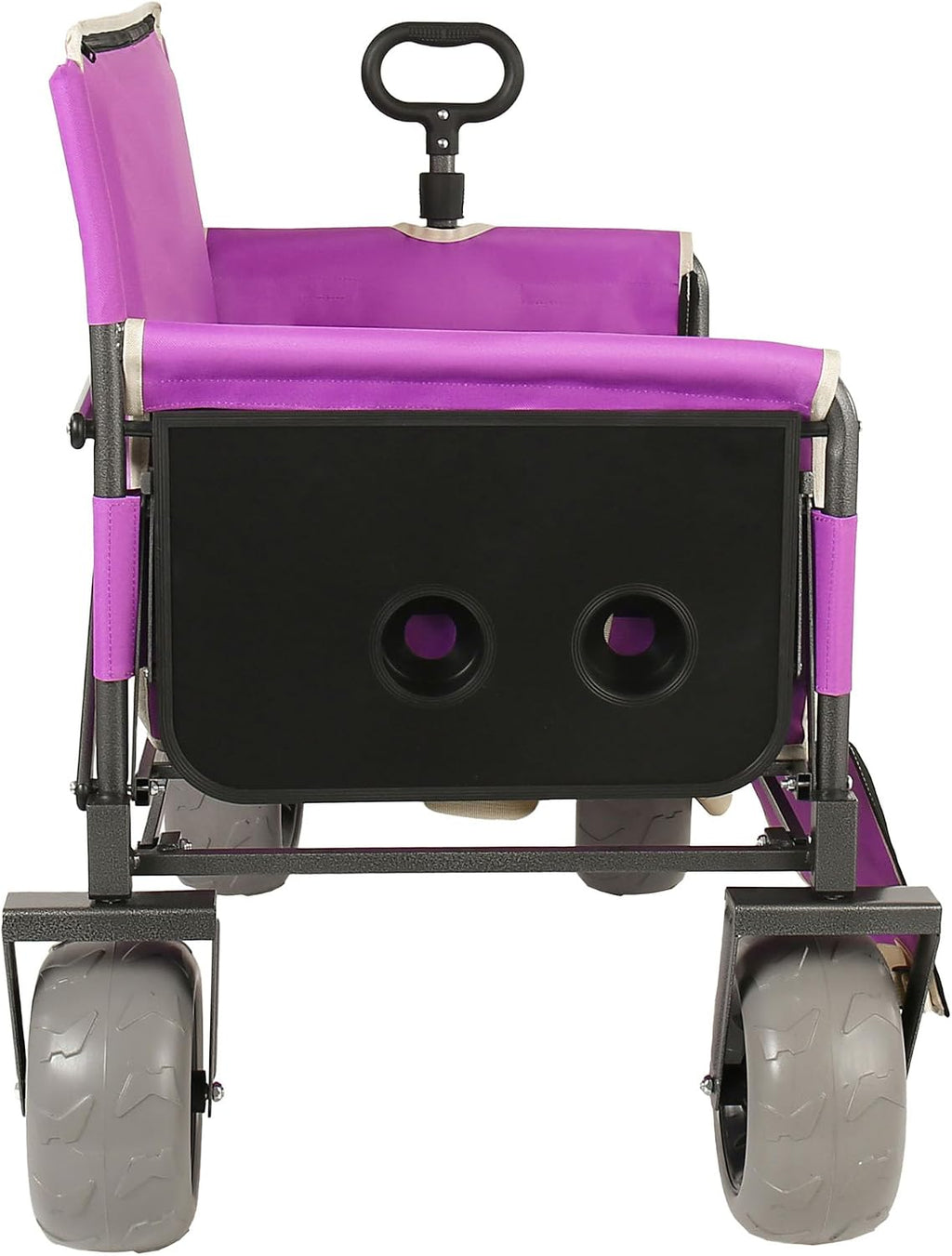 3-in-1 Folding Wagon with Seats and Table, All Terrain Beach Cart with Big Wheels for Sand, 500lbs Heavy Duty Collapsible Wagon for Camping Family Shopping (Purple)