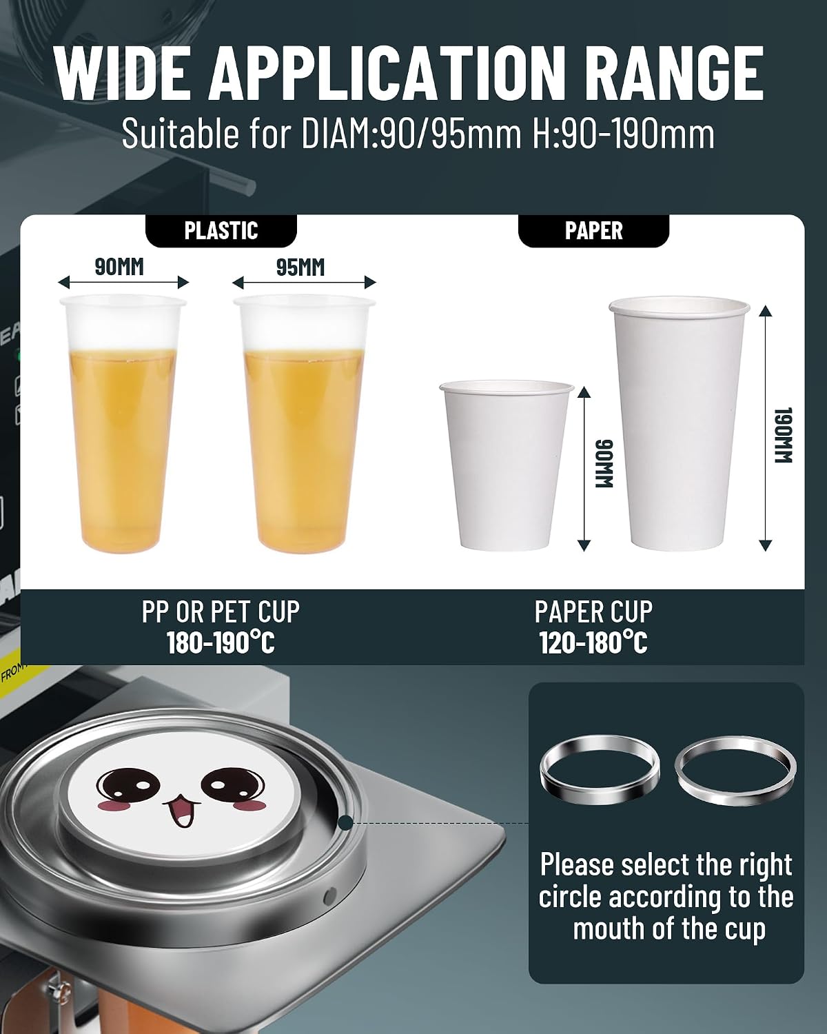WantJoin Cup Sealing Machine Full Automatic Cup Sealer Machine 90/95mm 35.4/37.4in Electric Cup Sealing Machine 500-650 Cups/H Digital Control LCD Panel Cup Sealer for Bubble Milk Tea Coffee Grey…