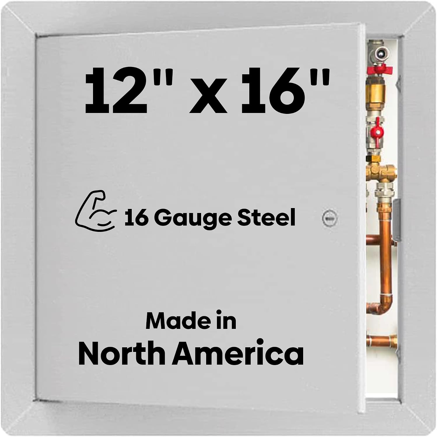 Best BA-AHD 12' x 16' Metal Access Panel with Concealed Pin Hinge, LEED Compliant 16-Gauge Steel Access Door for Non-Rated Drywall/Ceilings, White Drywall Panel with Rounded Corners, Screwdriver Latch