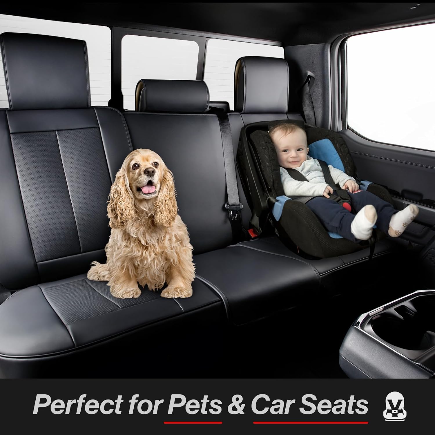 Coverland Custom Car Seat Covers Compatible with 2003-2008 Mazda, Mazda6 Sport Wagon - Premium Leather Non-Slip Memory Foam Waterproof Seat Cover Custom fit Interior Protector [Rear-Black]