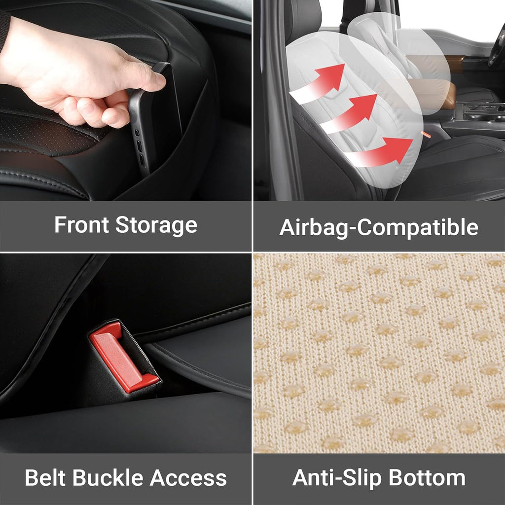 Coverland Custom Car Seat Covers Compatible with 2003-2008 Mazda, Mazda6 Sport Wagon - Premium Leather Non-Slip Memory Foam Waterproof Seat Cover Custom fit Interior Protector [Full Set-Black]