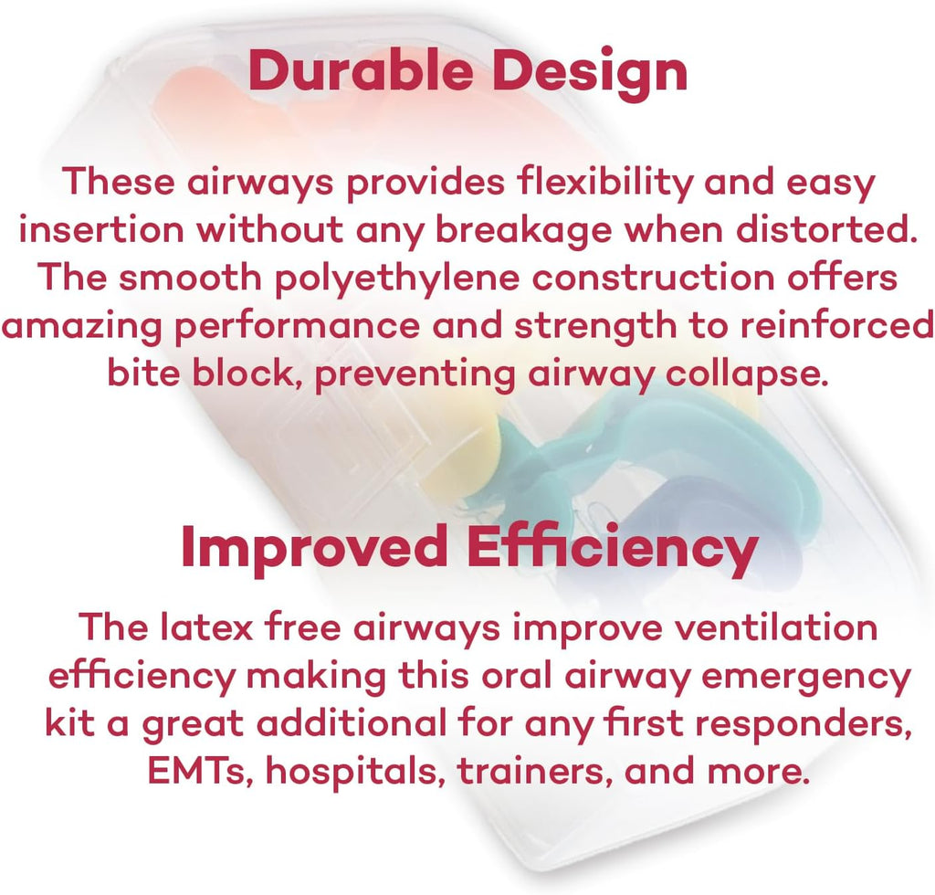 Dealmed Berman Airway Kit – Disposable Oral Airway Kit, 6 Pieces, Ideal for EMT Supplies Kit, First Aid Kit, Medical Supplies Kit (Case of 40)