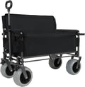 Black Collapsible Wagon, Bench Seat & Storage, All-Terrain Wheels & Steel Frame, Folding Camping Cart for Beach, Sports, Fish, 40.94x20.47x44.29 in