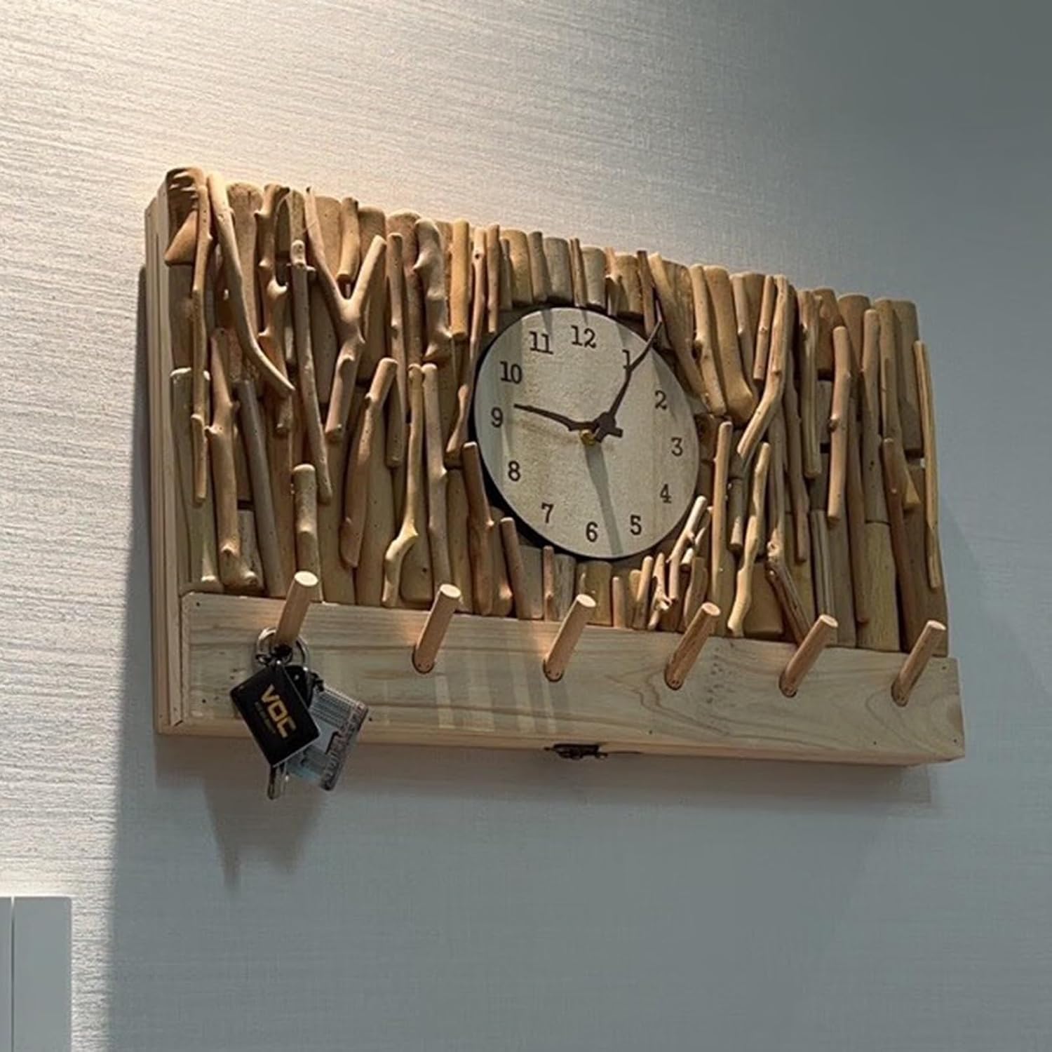 Electrical Panel Cover Wall Hanging Breaker Box Cover with Clock, Solid Wood Electric Panel Cover Cabinet with Hook, Circuit Breaker Panel Artwork for Household(WXH-40 x 30CM(15.7 x 11.8))