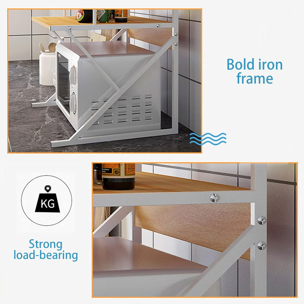 Microwave Storage Rack 2-Tier Kitchen Baker's Rack, Microwave Oven Rack Kitchen Counter Storage Organizer, Wood Kitchen Shelf Rack with Drawer Stand/Wood Color (Wood Color),Wood Color