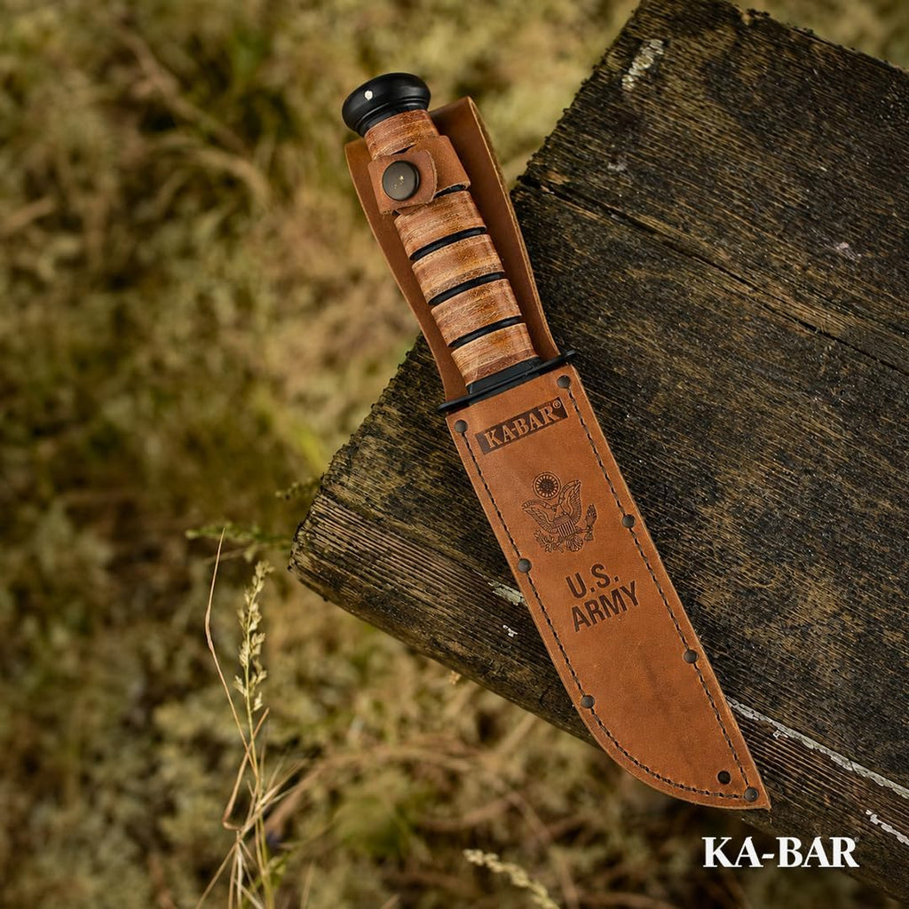 KA-BAR KB1219 Army Serrated W/Leather Sheath