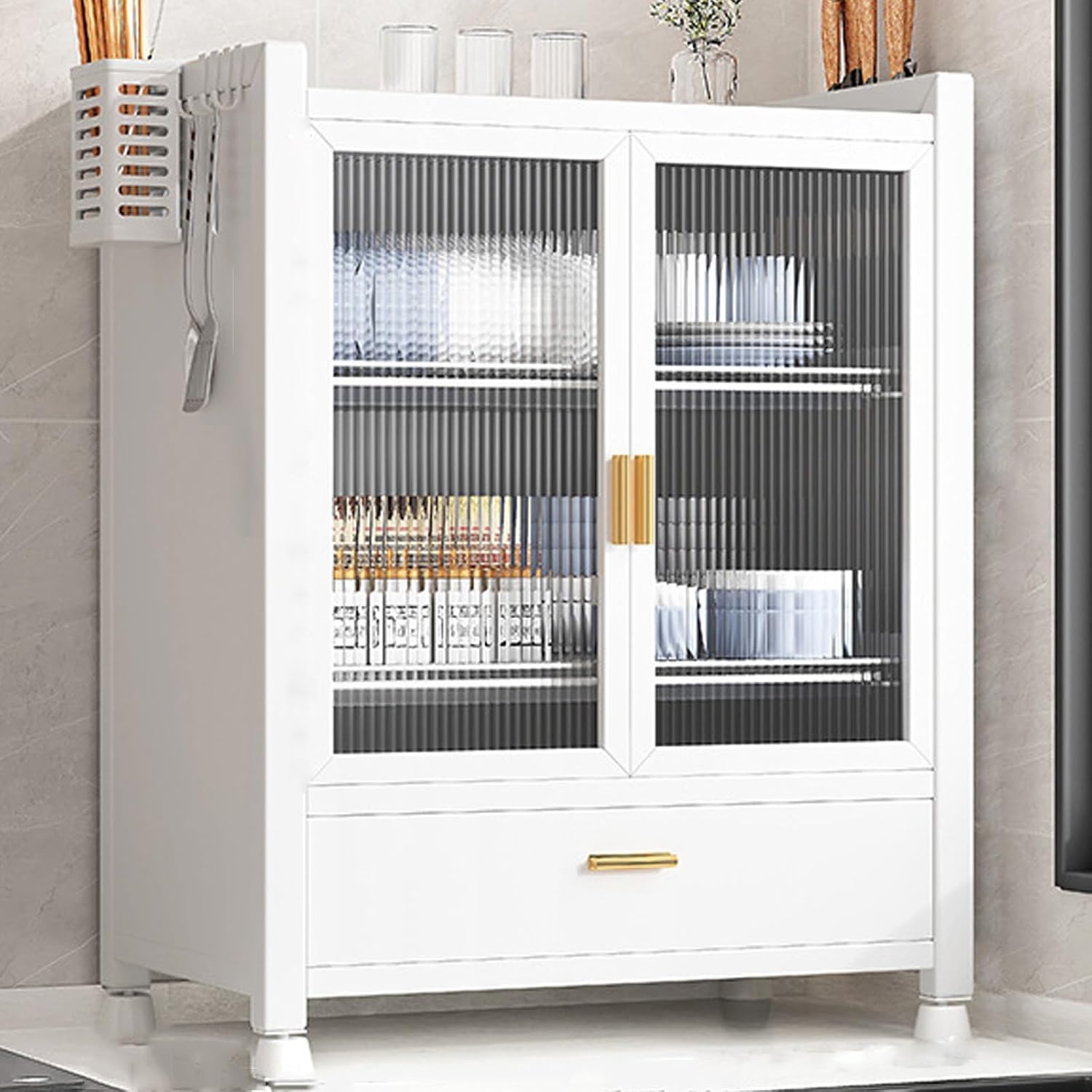 Dish Drying Rack,for Kitchen, Bakers Rack, Magnetic Cabinet Door, with Drawer, Kitchen Storage Rack, Suitable for Kitchen, Restaurant, Bathroom(B)