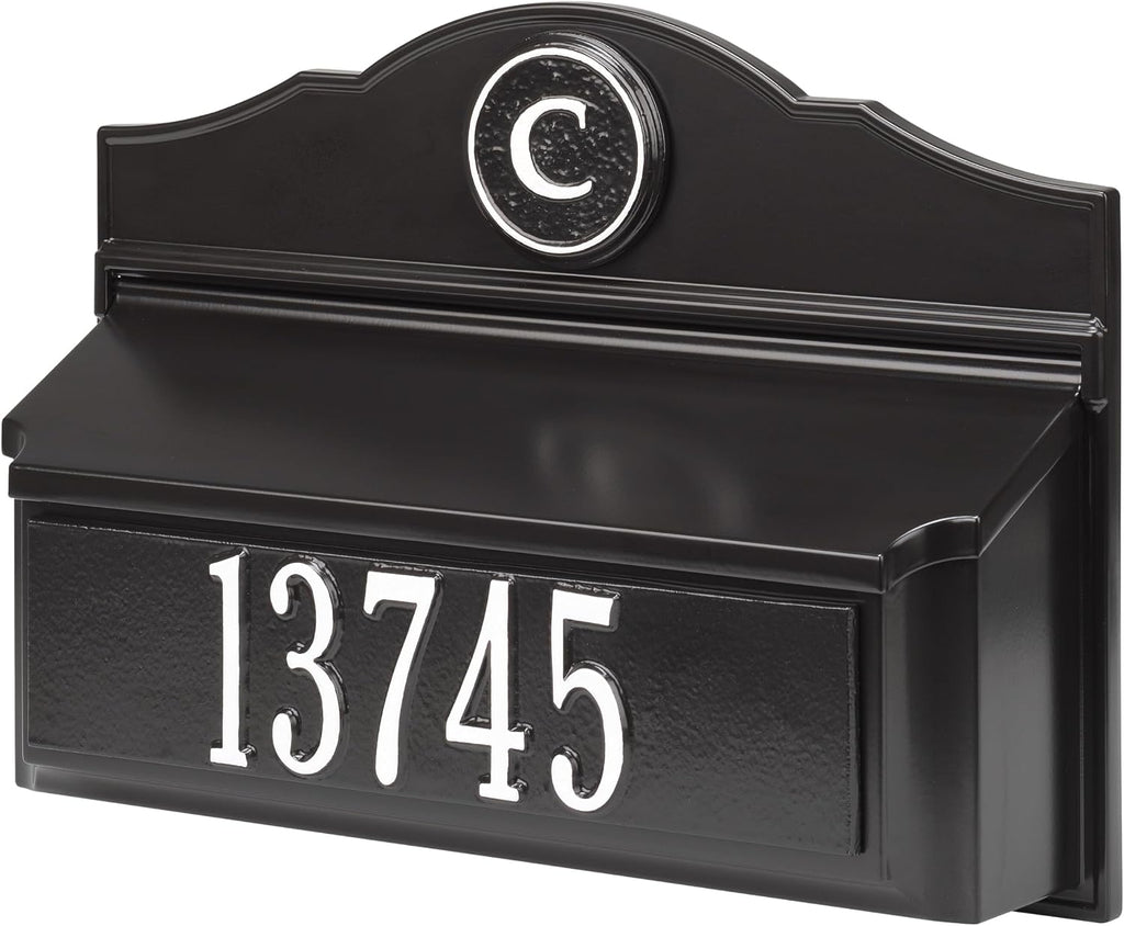 Whitehall Colonial Mailbox with House Numbers, with Personalized Address Plaque and Monogram, Wall Mount Mailbox for Outside