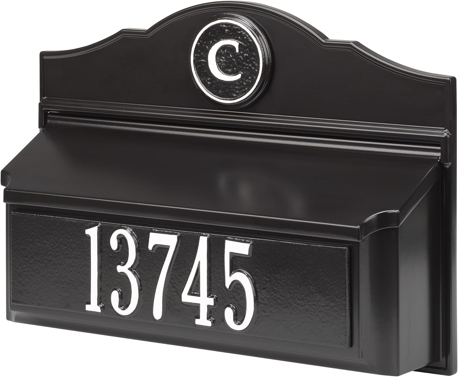 Whitehall Colonial Mailbox with House Numbers, with Personalized Address Plaque and Monogram, Wall Mount Mailbox for Outside