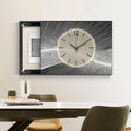 Decorative Painting Cover with Clock, Hidden Circuit Breaker Panel, Wall Mounted Electrical Panel Cover, Push-Pull Design for Home Office(Black 7,55 * 45cm/21.6 * 17.7in)