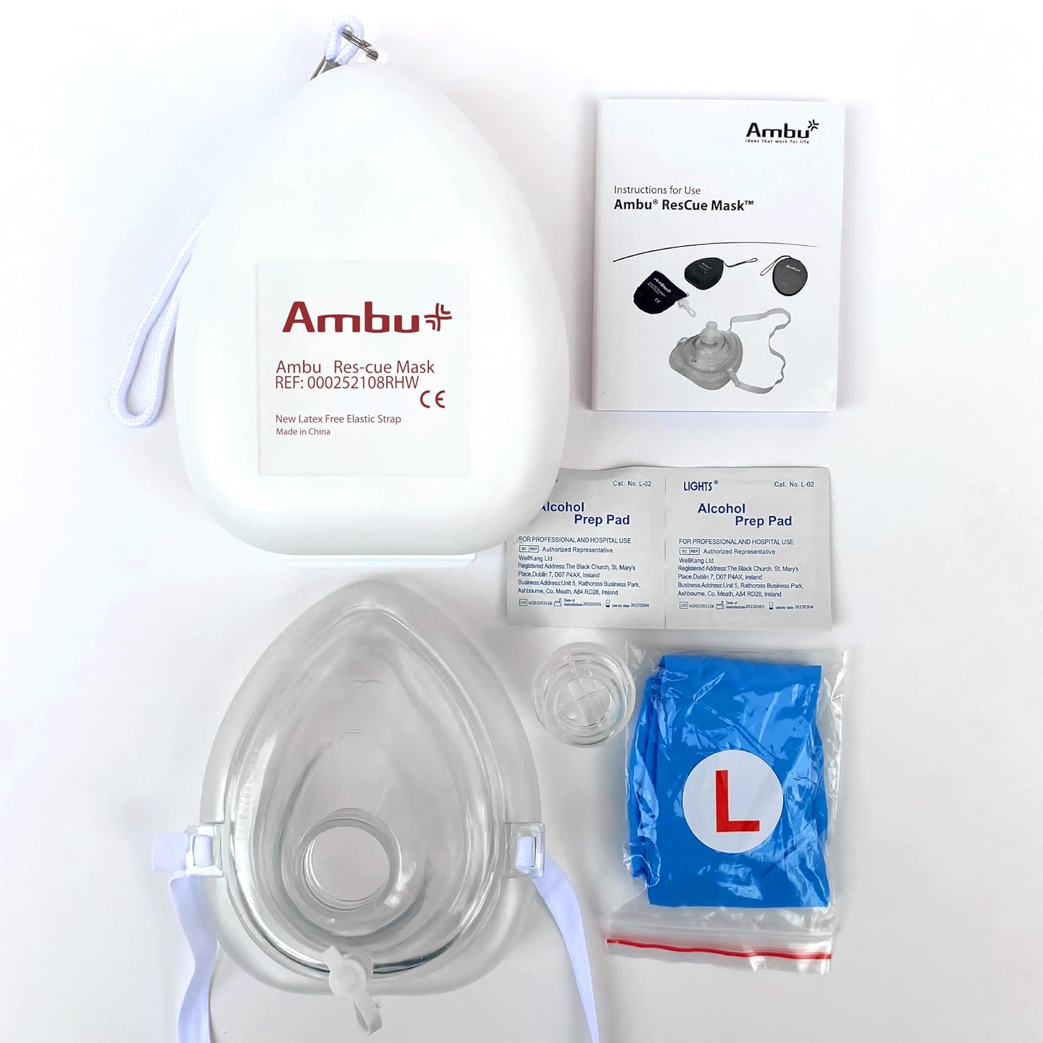 Kemp USA Ambu CPR Mask Kit 80 Set Adult & Child Silicone Resuscitation Mask Hard Case O2 Inlet Pocket Resuscitator Gloves Wipes First Aid Emergency Medical Supply Equipment