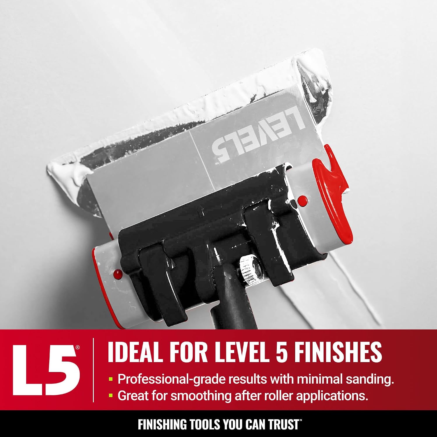 LEVEL5 Drywall Skimming Blade Set | 10, 16 & 24 Inch Skimming Blades, 37-63 Inch Extension Handle | Aluminum Body & Stainless Steel Blade | For Smoothing Walls and Ceilings | 5-440