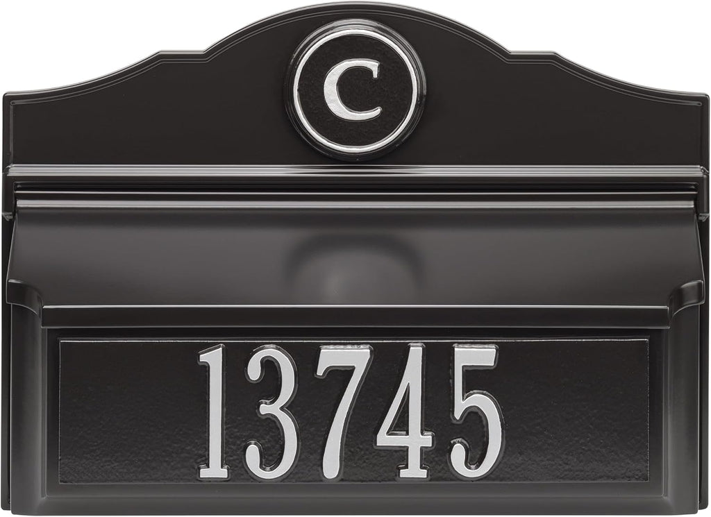 Whitehall Colonial Mailbox with House Numbers, Personalized Address Plaque and Monogram, Wall Mount Mailbox for Outside