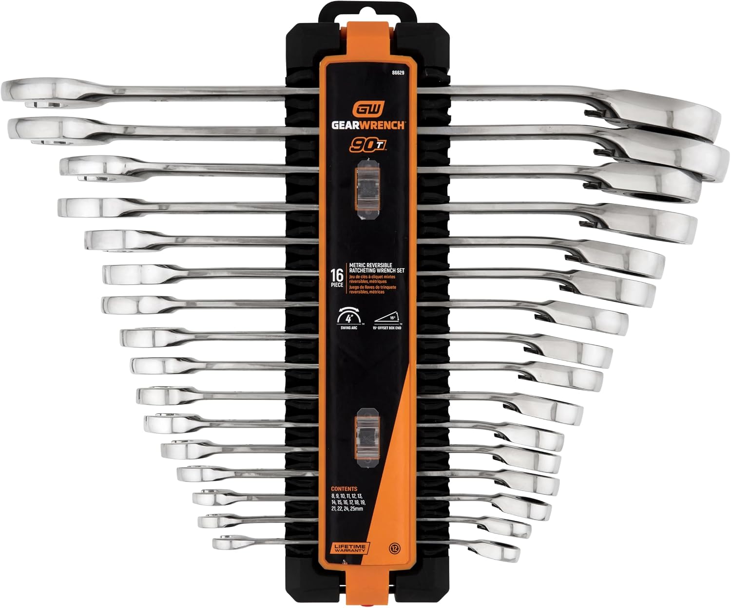 GEARWRENCH 16 Piece 90-Tooth 12 Point Metric Reversible Ratcheting Wrench Set | 86629