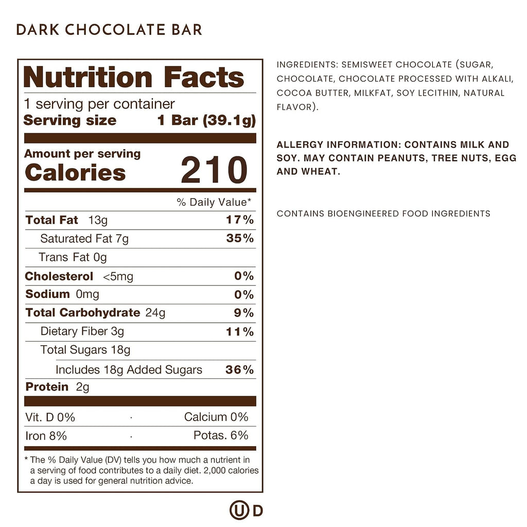 Ethel M Chocolates Premium Dark Chocolate Bars Box of 24 - Individually Wrapped Chocolate Candy Bars
