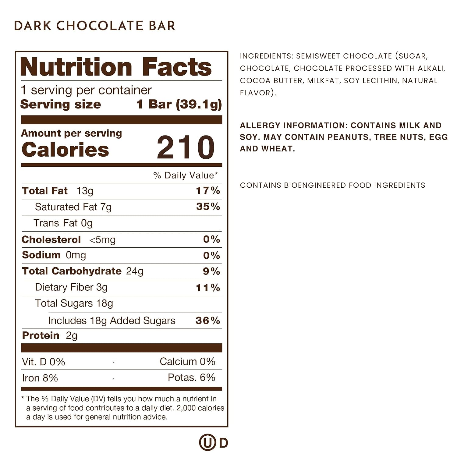 Ethel M Chocolates Premium Dark Chocolate Bars Box of 24 - Individually Wrapped Chocolate Candy Bars