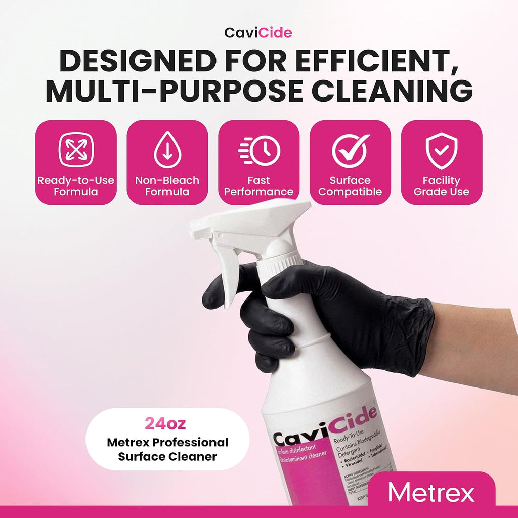 Metrex CaviCide Germicidal Surface Disinfectant Spray – EPA-Registered Quaternary Ammonium Cleaner – Kills Flu Virus, Bacteria & Fungi – Hospital-Grade for Medical & Dental – 24 fl oz, 12-Pack (Case)
