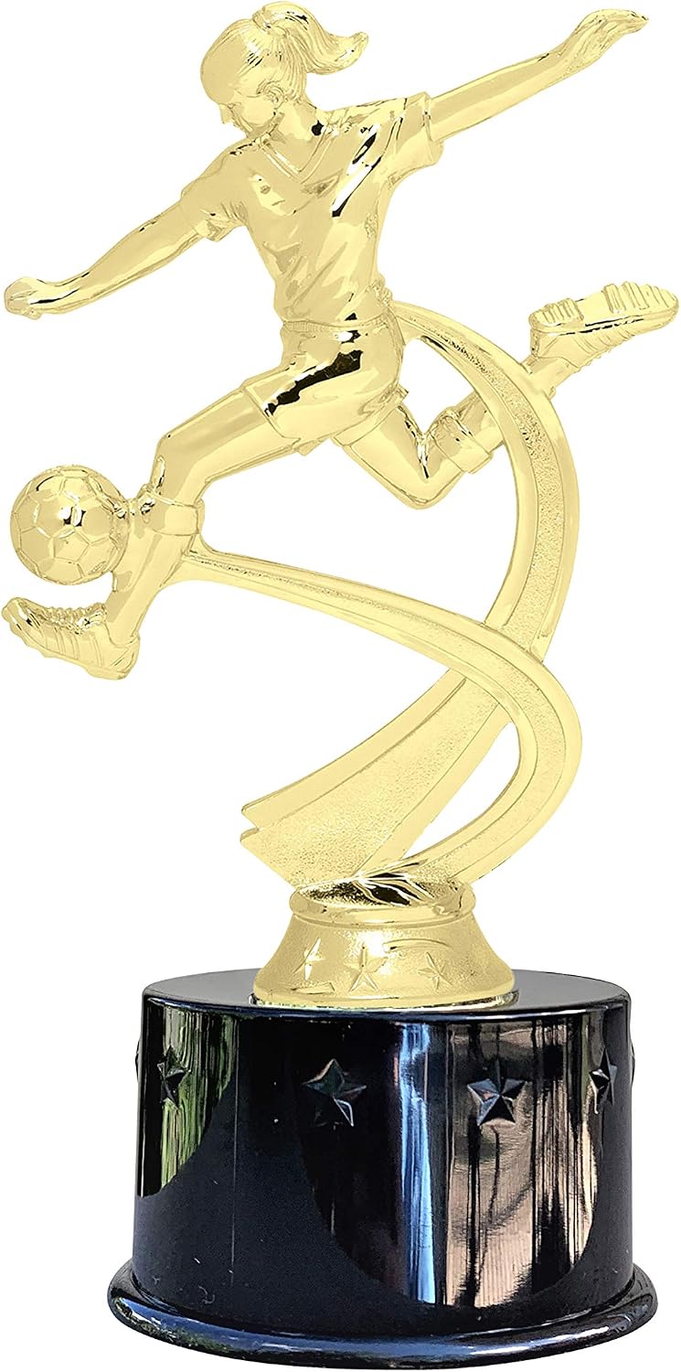 Express Medals Soccer Boys Male Award Trophy Party Favor Gift Prize Including 4 Gold Color Decals to Custom Personalize The Black Round Base