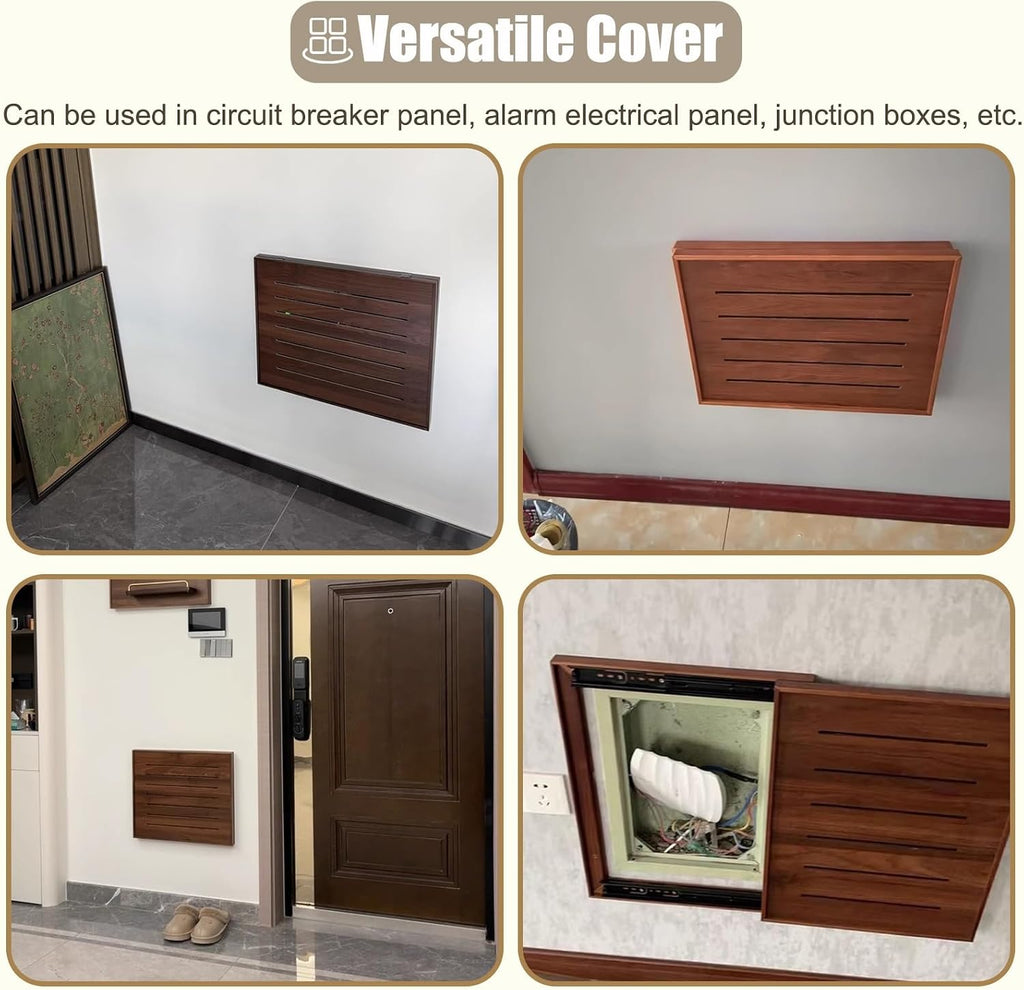 Vertical Electrical Panel Cover Wooden, Wall Mounted Circuit Breaker Box Cover for Fuse Box Replacement, Customizable Alarm Electric Panel Covers(Natural,35x45cm(13 3/4x17 3/4'))
