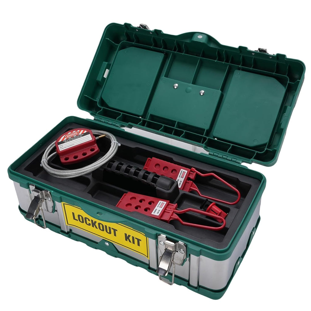 Lockout Tagout Kit Electrical Loto, Clamp On Circuit Breaker Lock Out, Group Lockout Hasps, Plug Lock, Loto Tags, Padlocks, Ball Valve, Tool Box, Universal for Electrical