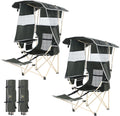 Nice C Chair with Canopy, Umbrella Chairs for Adults, Sports Chair with Shades, with Removable Footrest, Cooler Bag, Cup Holder for Camping, Fishing, Sports, Beach (2Pack Green)