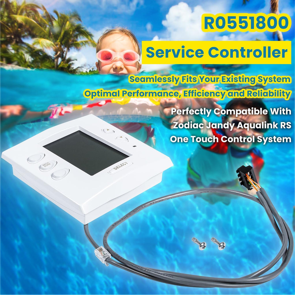 R0551800 Service Controller Replacement for Zodiac Jandy Aqualink RS One Touch System Pool and Spa Control Panel PCB with Buttons, LCD, LED, 3.6FT Cable, Connector, Screws
