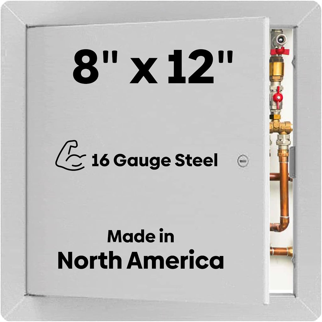 Best BA-AHD 8' x 12' Metal Access Panel with Concealed Pin Hinge, LEED Compliant 16-Gauge Steel Access Door for Non-Rated Drywall/Ceilings, White Drywall Panel with Rounded Corners, Screwdriver Latch…