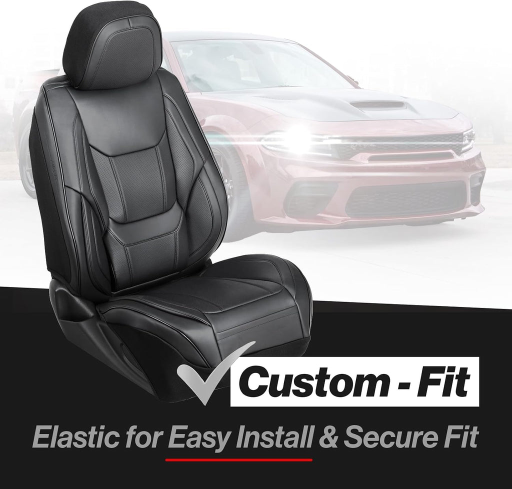 Coverland Custom Car Seat Covers Compatible with 2003-2008 Mazda, Mazda6 Sport Wagon - Premium Leather Non-Slip Memory Foam Waterproof Seat Cover Custom fit Interior Protector [Full Set-Black]