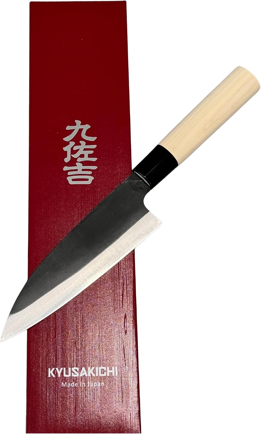 YOSHIDAHAMONO Funkai Santoku Knife 6.3 Inch, Aogami #2 Carbon Steel HRC 62-64, Gift for Serious Home Cooks, Magnolia Wa Handle, 15-Degree Edge, Made in Japan, 3-Year Warranty