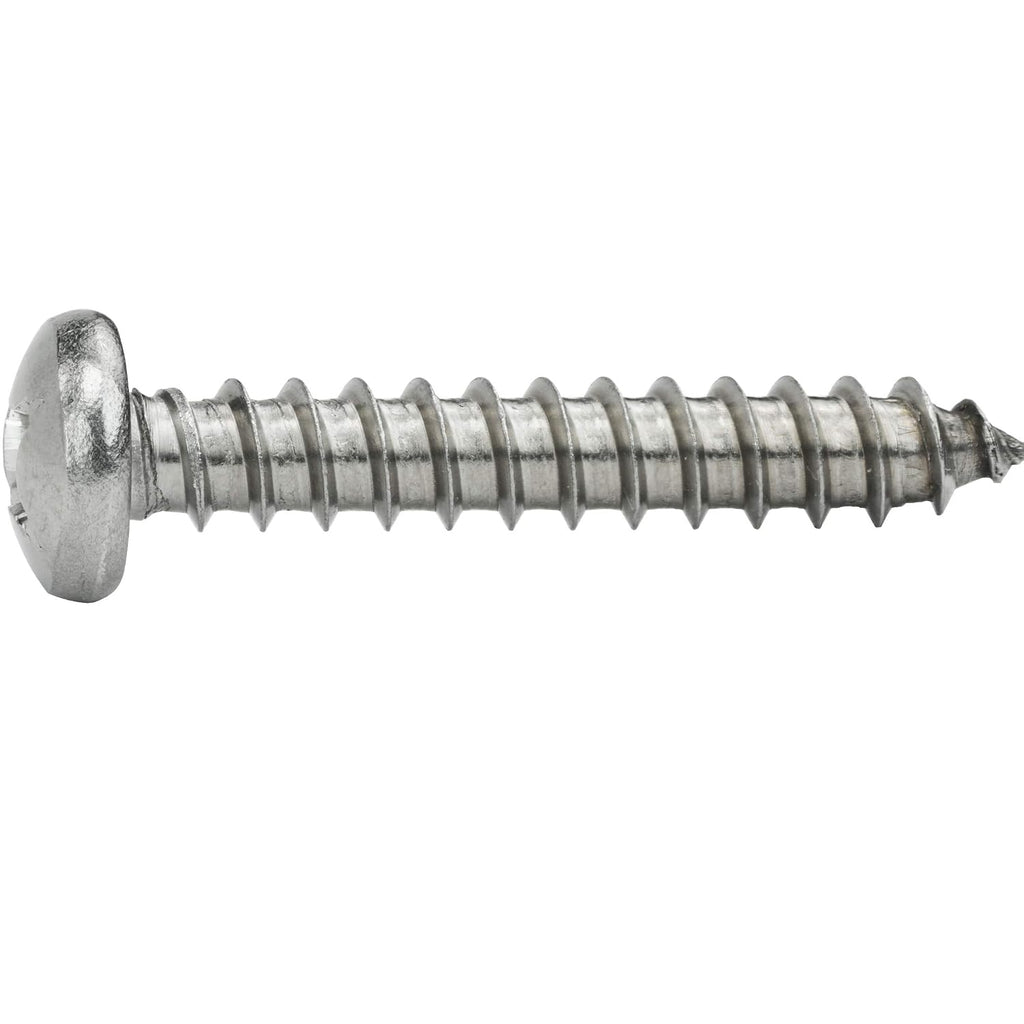 #1 x 5/8' Pan Head Sheet Metal Screws, Stainless Steel 18-8, Full Thread, Bright Finish, Self-Tapping, Quantity 2500 By Fastenere