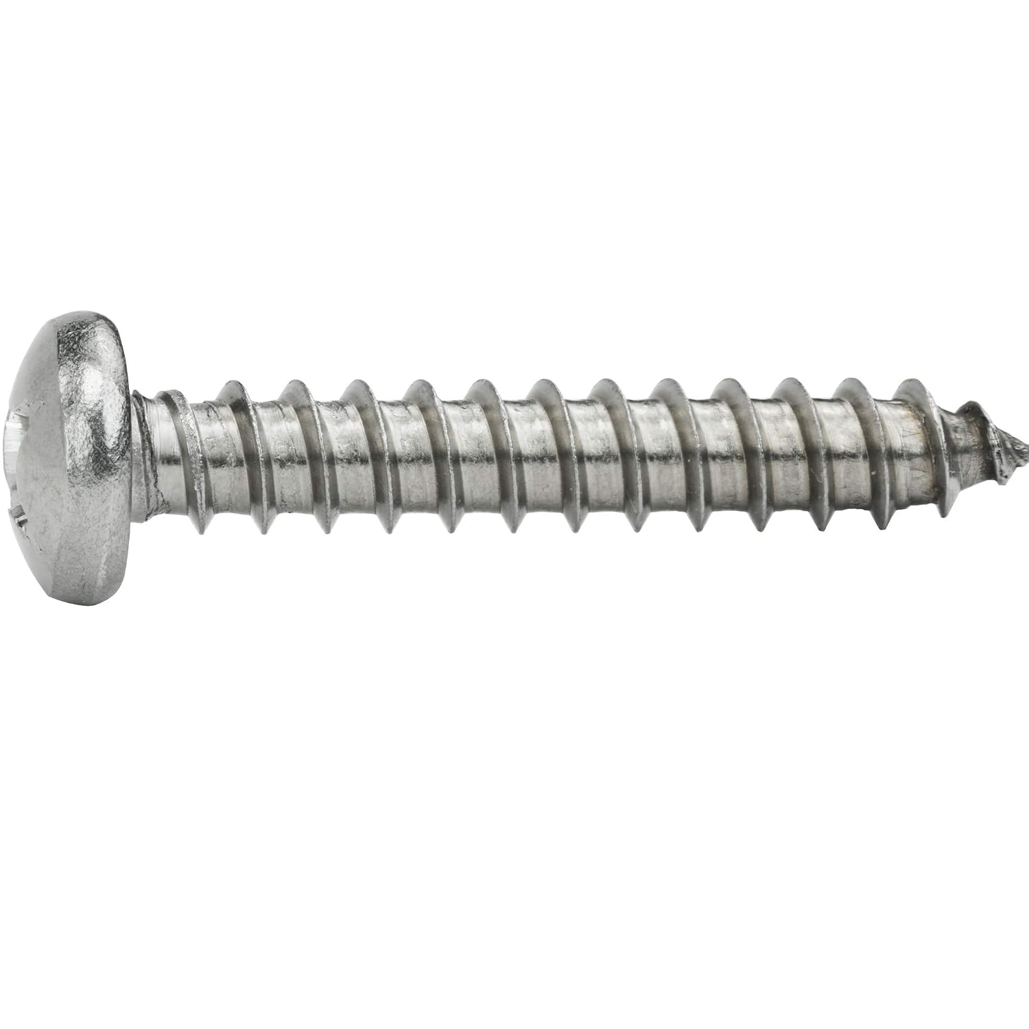 #1 x 5/8' Pan Head Sheet Metal Screws, Stainless Steel 18-8, Full Thread, Bright Finish, Self-Tapping, Quantity 2500 By Fastenere