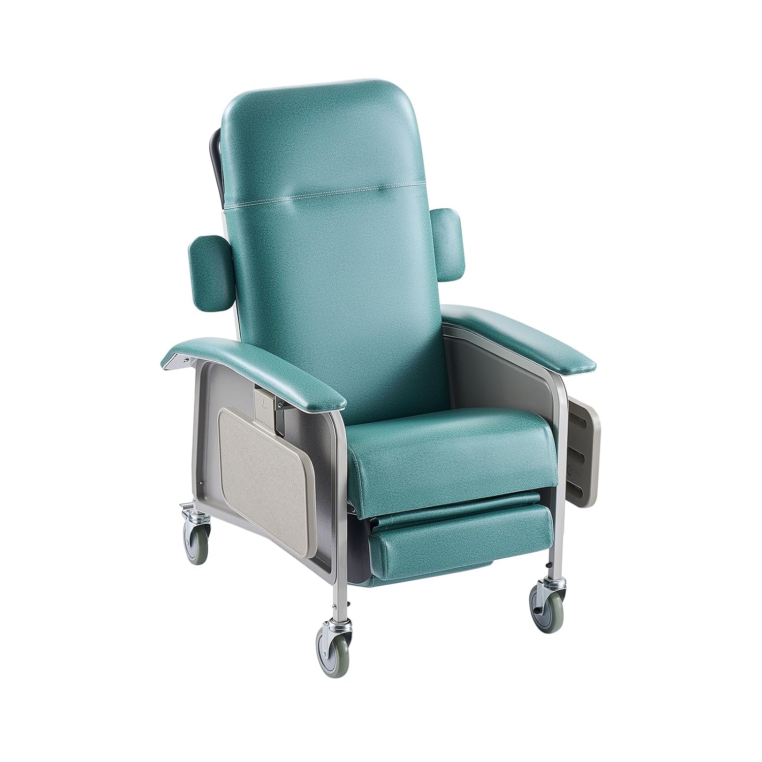 VEVOR Geri Chair Recliner, 4-Position Reclining Geri Chair with 2 Trays, 250 lbs Capacity Trendelenburg Medical Recliner Chair with 4 Wheels for Hospital, Nursing Home, Geriatric Home Care