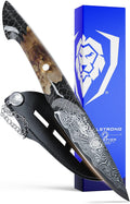 Dalstrong Paring Knife With Cover- 4'-Scorpion Series - Venom Edition - Japanese Steel Chef Knife - Spiral Sandstorm Blade Pattern - Black Honeycomb Resin Handle - w/Leather Sheath