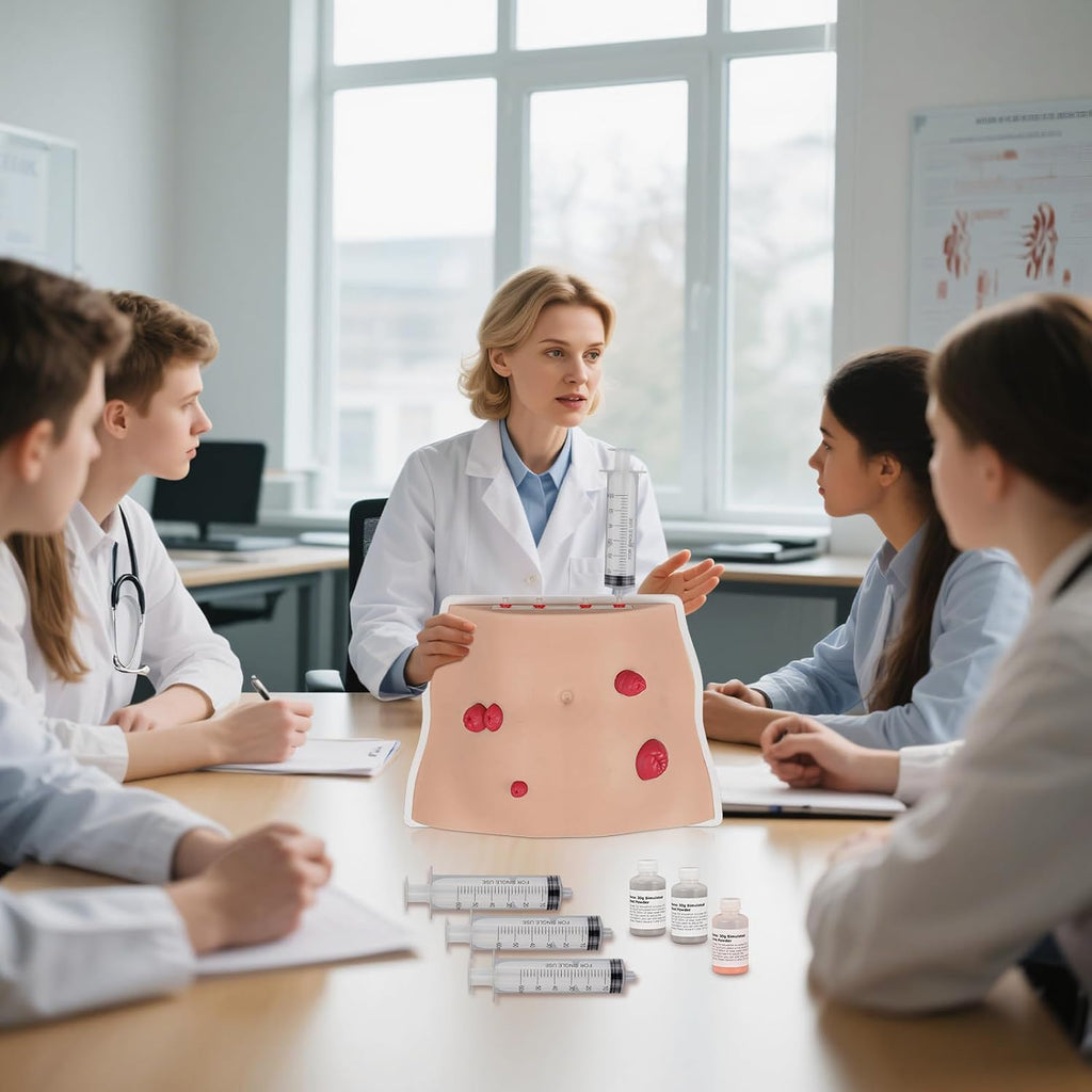 Ostomy Care Trainer Kit, Realistic Abdominal Stoma Model with 4 Stoma Types, Medical Simulation Model for Nursing Students & Patient Care Training