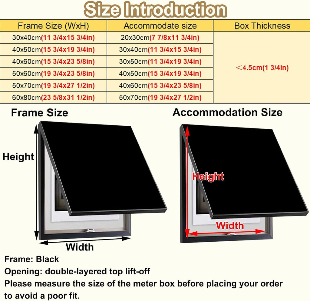 Wall Vertical Electric Box Cover for Indoor, Hide Breaker Panel for Fuse Box & Water Meter Box, Wall Mounted Junction Box for Unit Cover Replacement(Dark Gray,50x60cm(19.7x23.6))