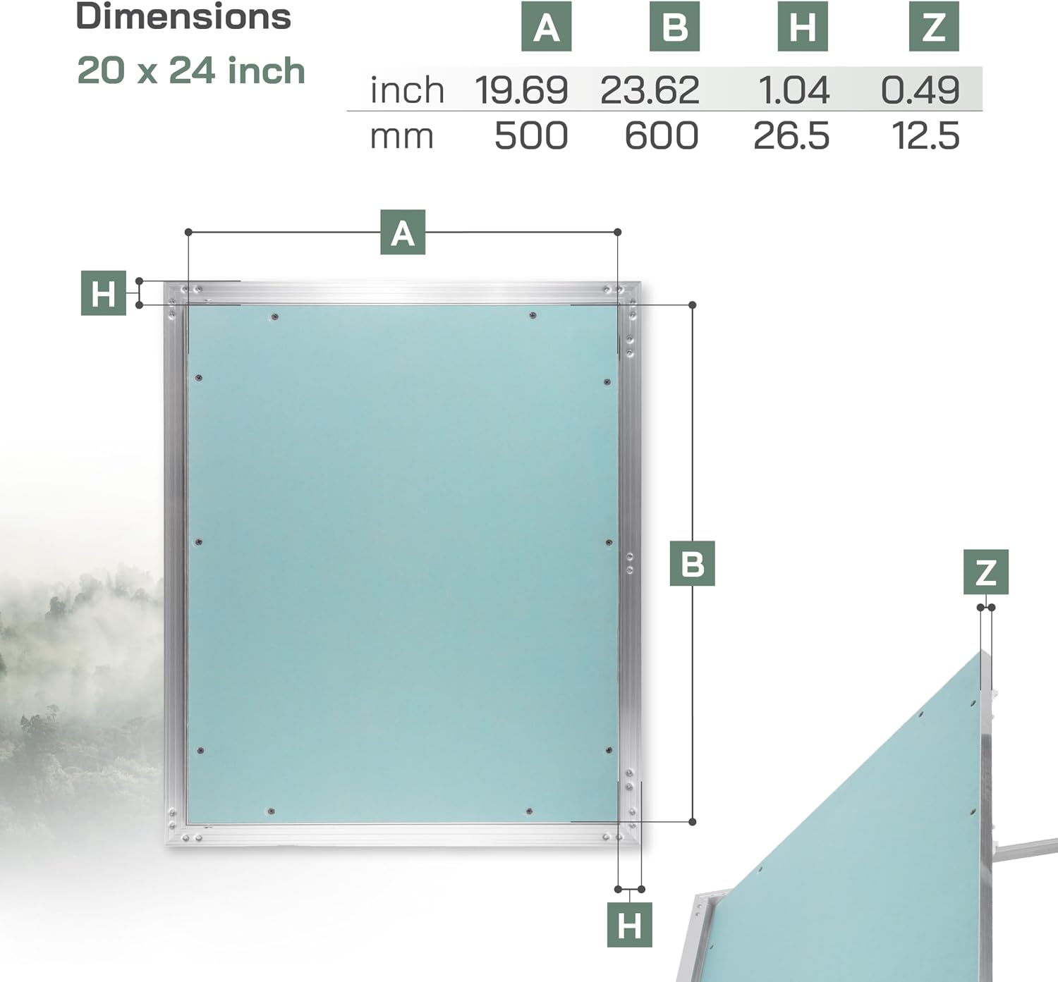 Vent Systems 20' x 24' Inch Access Panel - Drywall, Wall, Electrical, Plumbing Cover Plate - Ceiling, Wall Mount Drywall Access Panel - Metal Crawl Space Door for Home, Garage, Basement, Attic