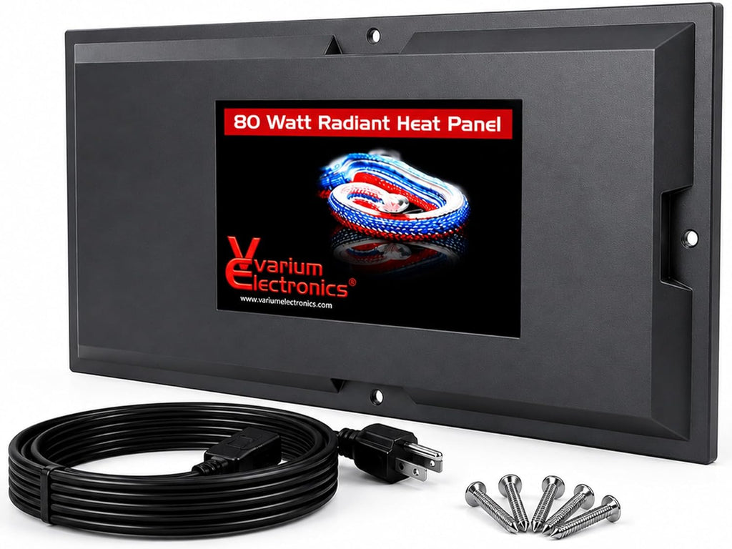 Radiant Heat Panels Made in USA 80W–Premium Reptile Heater Mounts Easily with Included Screws Reptile Heat Panel, Snake Heater, Bearded Dragon, Gecko and Hermit Crab Accessories