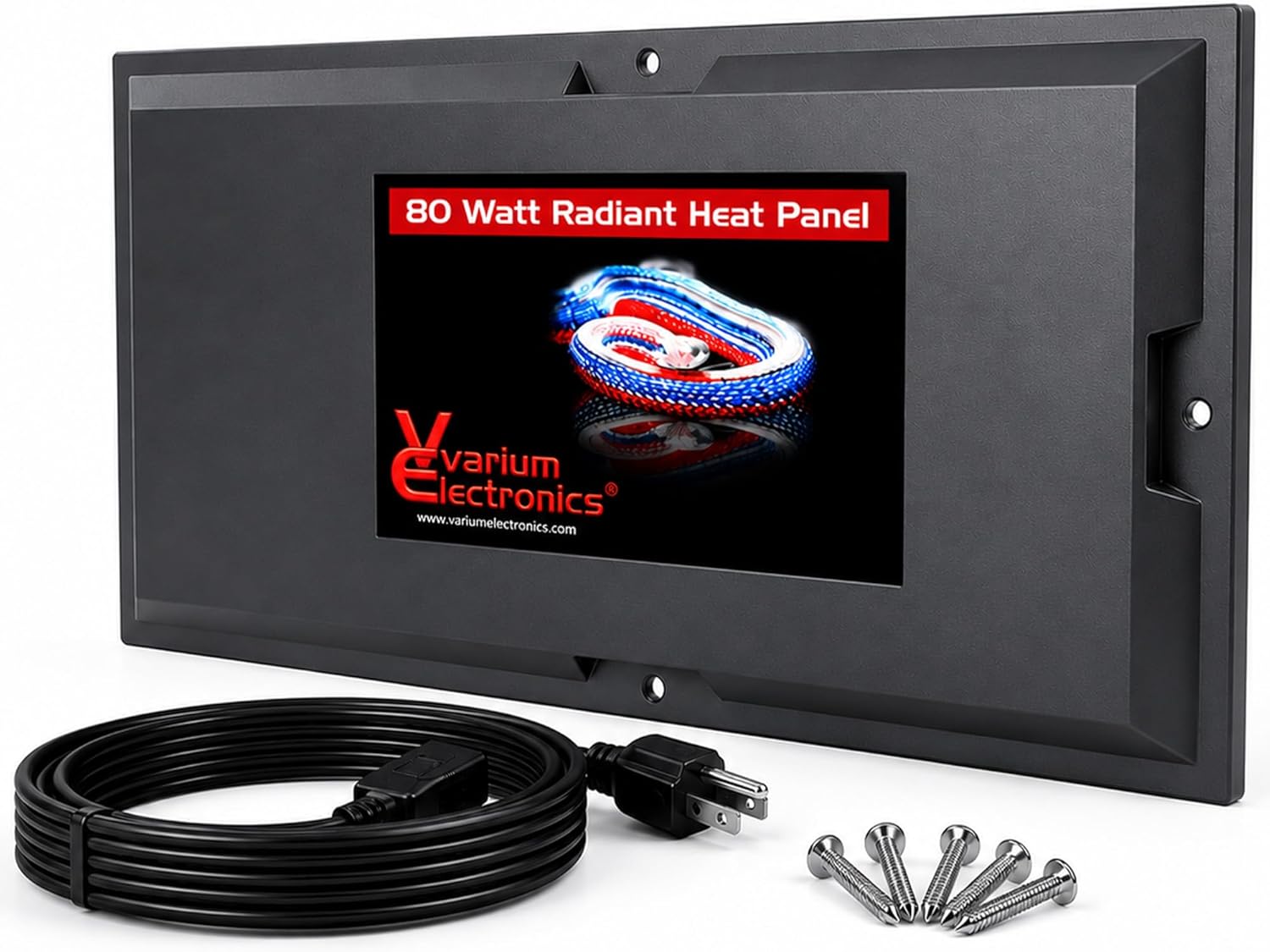 Radiant Heat Panels Made in USA 80W–Premium Reptile Heater Mounts Easily with Included Screws Reptile Heat Panel, Snake Heater, Bearded Dragon, Gecko and Hermit Crab Accessories